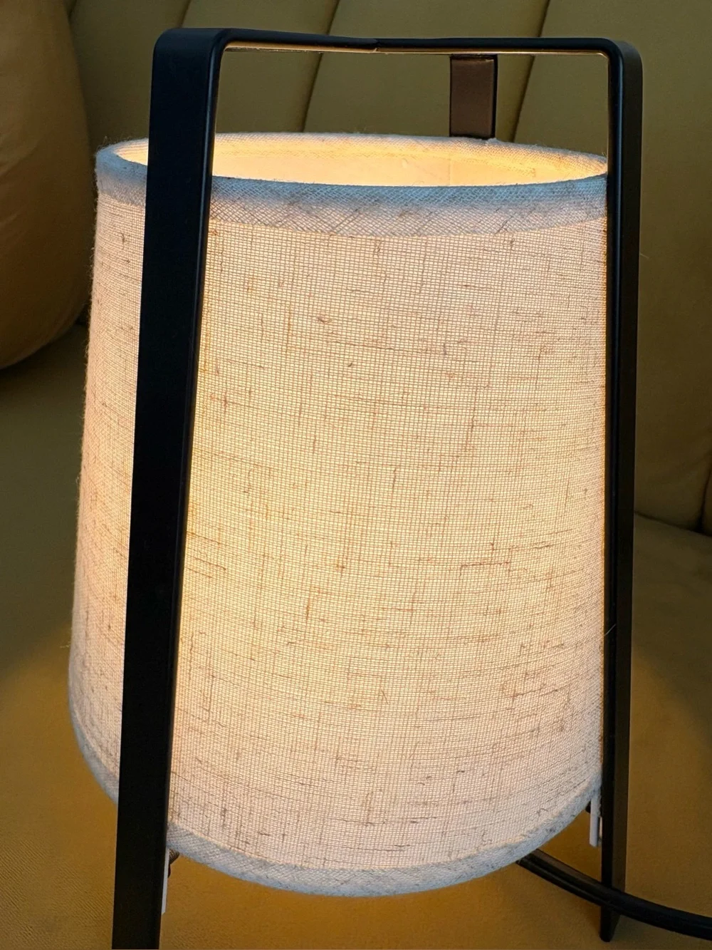 Osaka Small Floor Lamp Black Metal Natural Linen Shade Japanese Minimalist